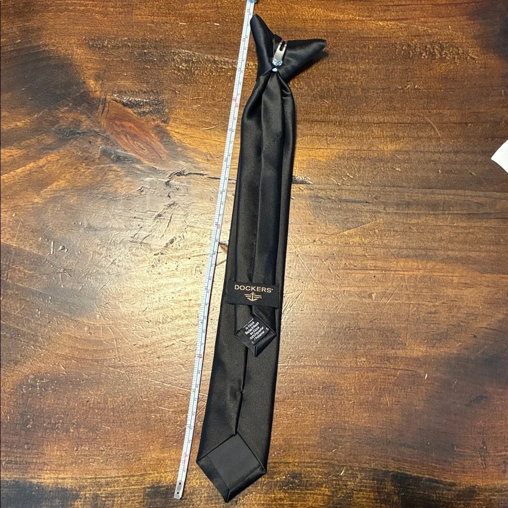 Boys black clip-on neck tie